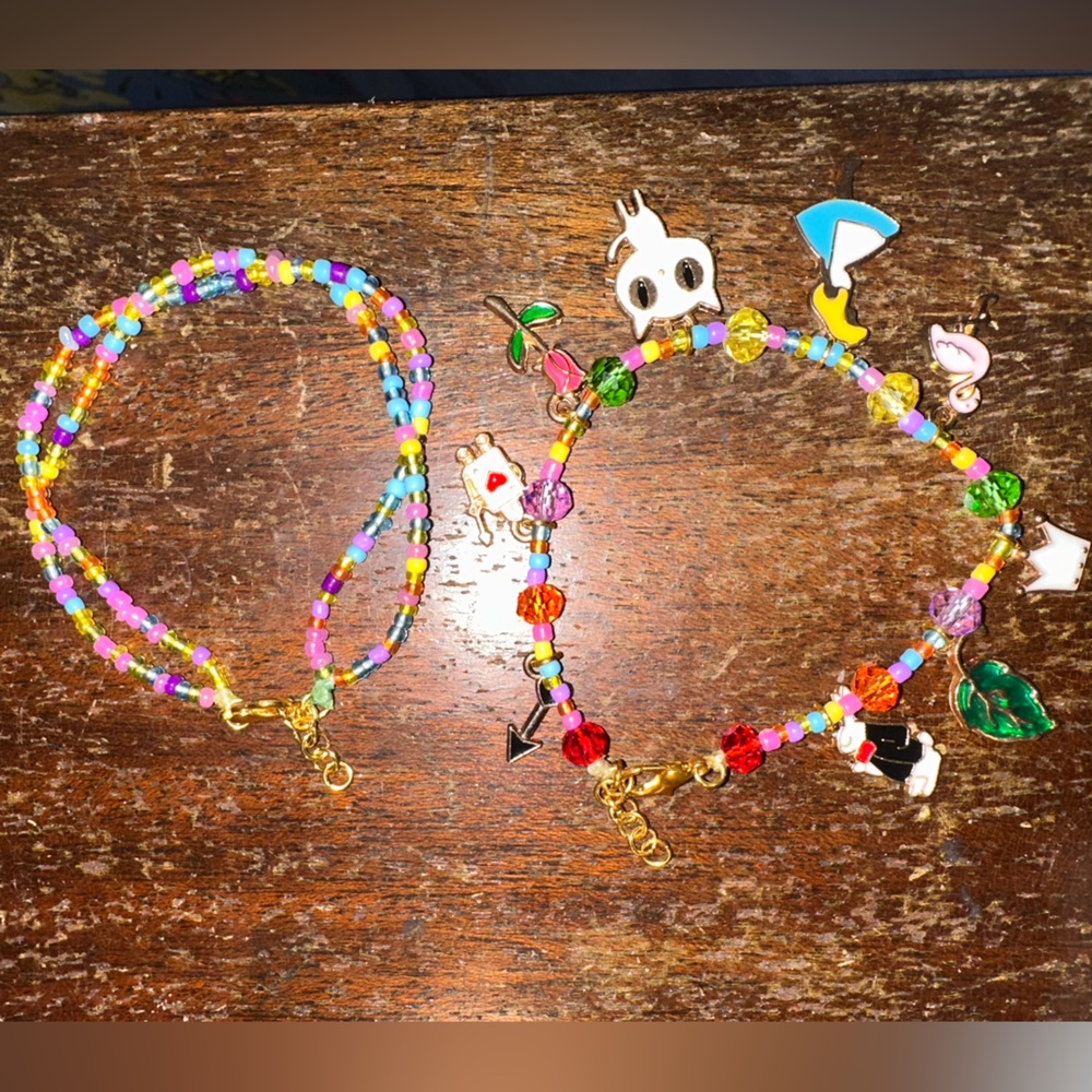 Handmade Adjustable Colorful Beaded Disney Charm Bracelet Set